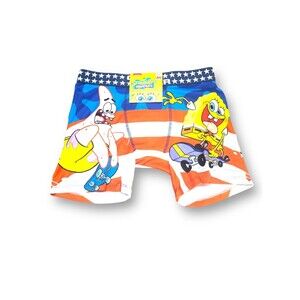 Crazy Boxer SpongeBob & Patrick Skateboarding Men's Boxer Brief - XL